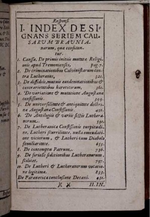 [...] I. Index Designans Seriem Causarum Braunianarum, quae confutantur