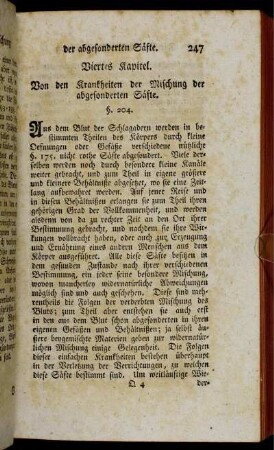 Viertes Kapitel. Von den Krankheiten der Mischung der abgesonderten Säfte.