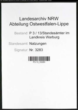Sterberegister Standesamt Natzungen