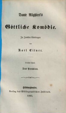 Dante Alighieri's Göttliche Komödie, 3. Das Paradies