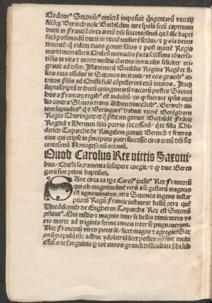 Quod Carolus Rex victis Saxonibus/ Christi sacramenta suscipere coegit ...