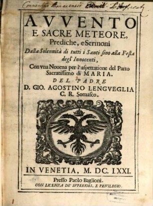 Avvento e sacre meteore : prediche e sermoni dalla solennità di tutti i santi