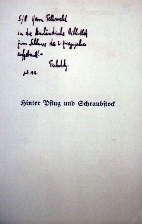Max Eyth: "Hinter Pflug und Schraubstock", 1916
