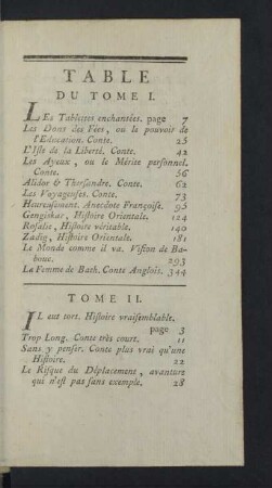 Table du Tome I. - III.