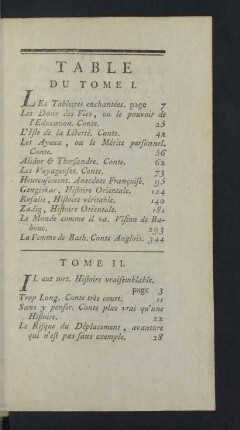 Table du Tome I. - III.