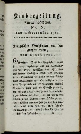 Nro. X. vom 2. September 1781