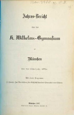 Jahresbericht. 1896/97
