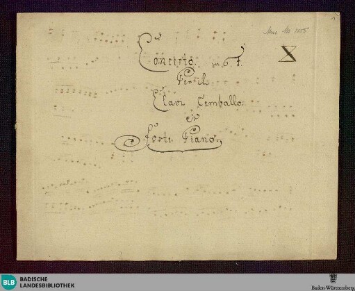 Concertos. Arr - Don Mus.Ms. 1055 : cemb; F