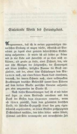 Einleitende Worte des Herausgebers