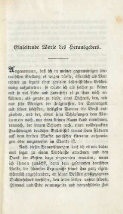 Einleitende Worte des Herausgebers
