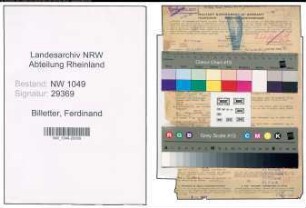Entnazifizierung Ferdinand Billetter , geb. 16.09.1899 (Kohlenhaendler)