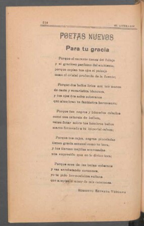 Para tu gracia : Poetas nuevos