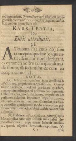 Rars Tertia. De Entis attributis