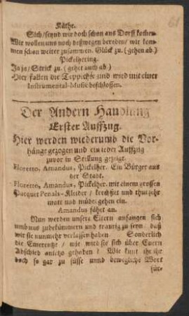 Der Andern Handlung Erster - Sechster Auffzug.
