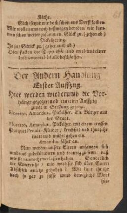 Der Andern Handlung Erster - Sechster Auffzug.