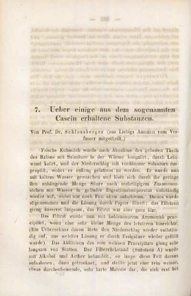 Ueber einige aus dem sogenannten Casein erhaltene Substanzen