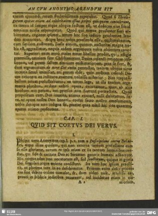 Cap. I. Quid Sit Coetus Dei Verus