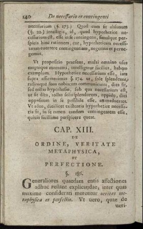 Cap. XIII. De Ordine, Veritate Metaphysica Et Perfectione.