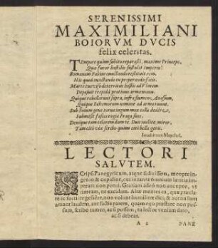 3-24, Panegyricus Serenissimo Maximiliano Boiorum Duci E Bello...