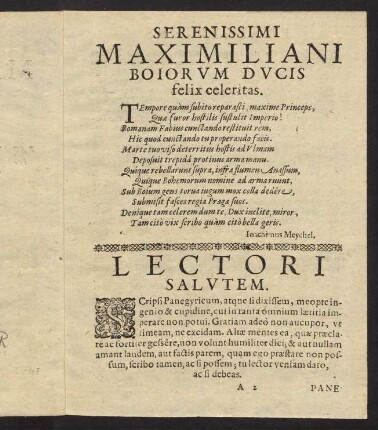 3-24, Panegyricus Serenissimo Maximiliano Boiorum Duci E Bello...