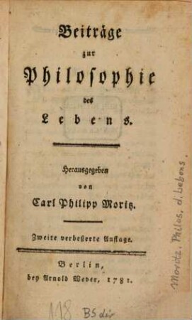Beiträge zur Philosophie des Lebens
