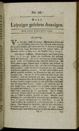 No. 76. Den 21ten September 1789.
