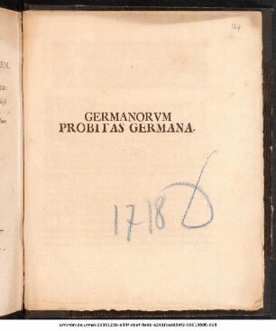 Germanorvm Probitas Germana : [P.P. Gothae, XIV. Avgvsti MDCCXVIII.]