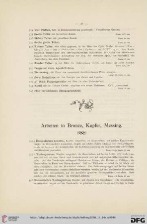 Arbeiten in Bronze, Kupfer, Messing (Nr. 545 - 704)