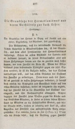 327-358 Die Grundaätze des Hermesianismus und deren Verhältniß zur katholischen Lehre