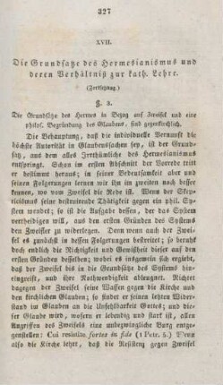 327-358 Die Grundaätze des Hermesianismus und deren Verhältniß zur katholischen Lehre