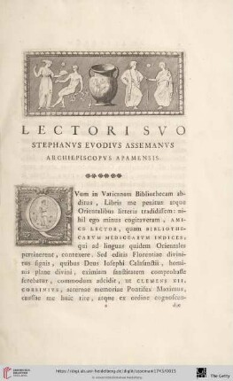 Lectori svo Stephanvs Evodivs Assemanvs