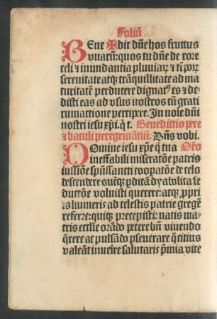 Benedictio pere et baculi peregrinantium.