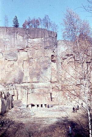 Pirna-Obervogelgesang. Steinbruch Hanke. Vorbereitung zur letzten Wandfällung im Sandstein