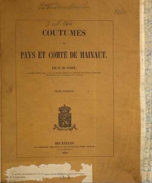 Coutumes du pays et comté de Hainaut, 1. Introduction