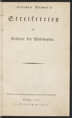 Streifereien im Gebiete der Philosophie