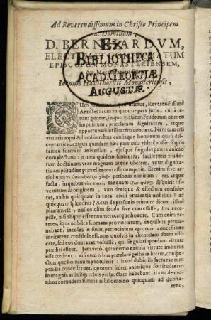 Ad Reverendissimum in Christo Principem at Dominum, D. Bernhardum [...] Episcopum Monasteriensem [...]