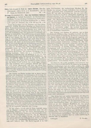465-466 [Rezension] Brehme, Über den kirchlichen Gebrauch der Glocken, mit besonderer Berücksichtigung des Kirchenkreises Stollberg