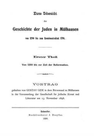 Von 1290 bis zur Zeit der Reformation