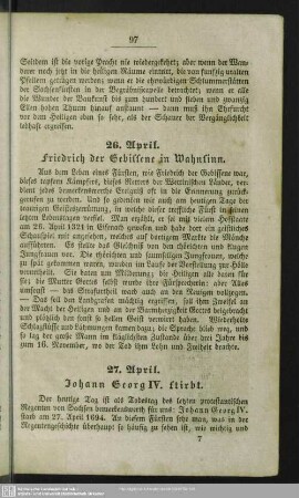 27. April. Johann Georg IV. stirbt