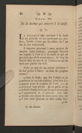 Chap. IV. De la decence qui convient a la danse