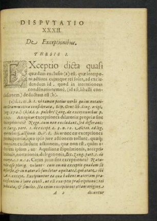 Disputatio XXXII. De Exceptionibus.