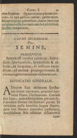 Caput Secundum. De Semine