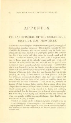 Fish and fisheries of the Gorakhpur District, N.W. Provinces