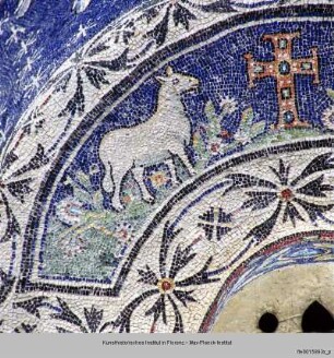 Christogramm und das Kreuz : Das Kreuz und zwei Lämmer