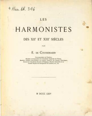 Les harmonistes des XIIe et XIIIe siècles