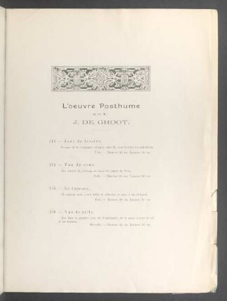 L'oeuvre posthume de feu M.— J. De Groot