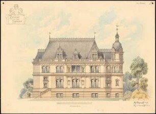 Landhaus: Ansicht der Längsseite 1:75
