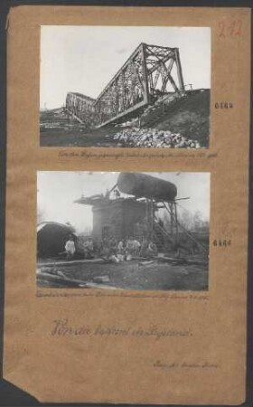 Von den Rußen gesprengte Eisenbahnbrücke bei Slonim