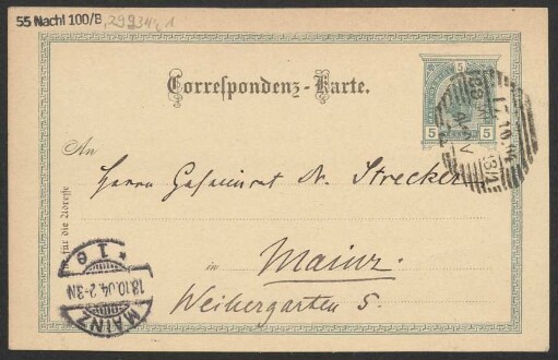Brief an Ludwig Strecker <senior> und B. Schott's Söhne : 17.10.1904