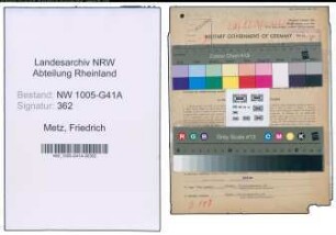 Entnazifizierung Friedrich Metz , geb. 09.03.1885 (Krim.Sekretaer)